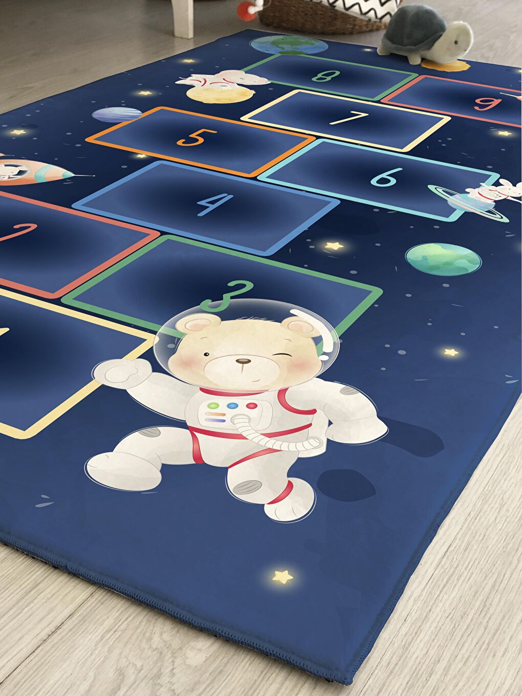 Karışık Astronot Desenli Baskılı Bebek Ve Çocuk Halısı 150x200 cm-1