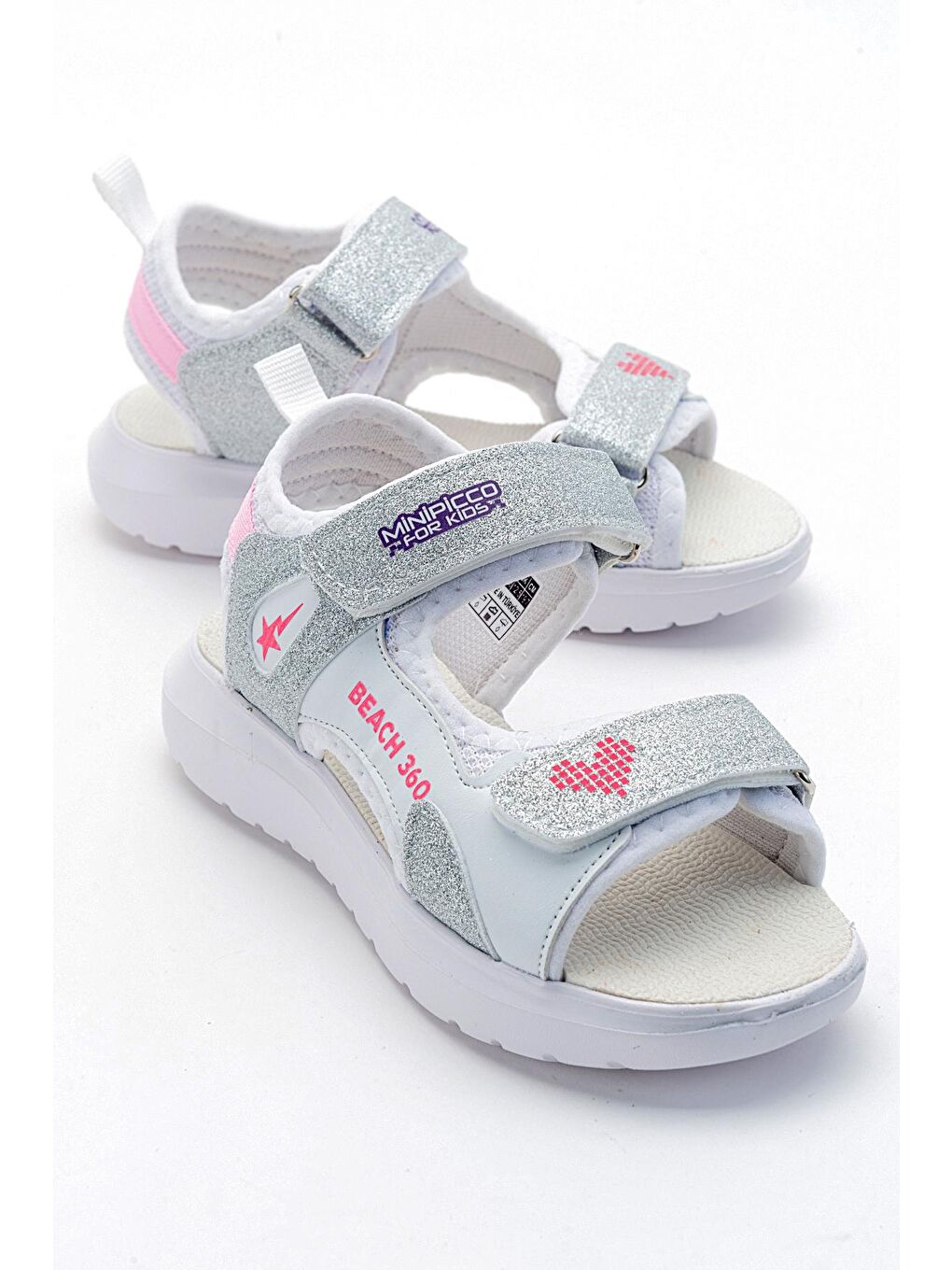 Gri Kız Çocuk Gümüş Anatomik Hafif Spor Sandalet