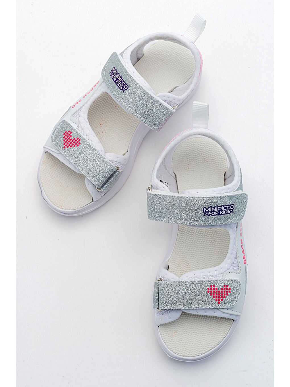 Gri Kız Çocuk Gümüş Anatomik Hafif Spor Sandalet-2