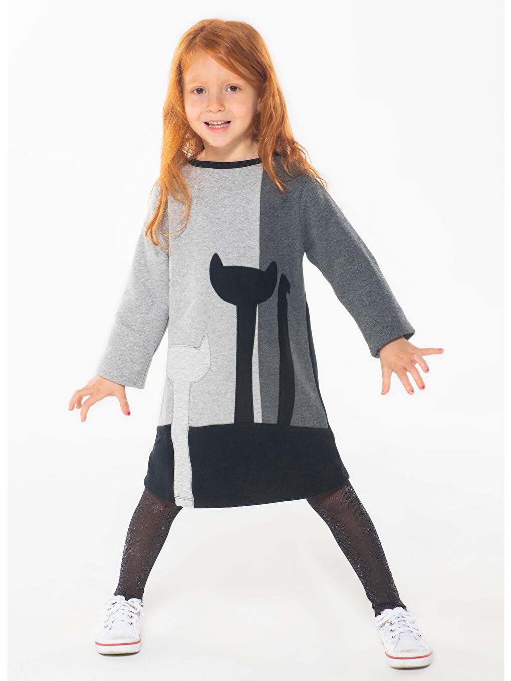 Antrasit Kediler Kız Elbise