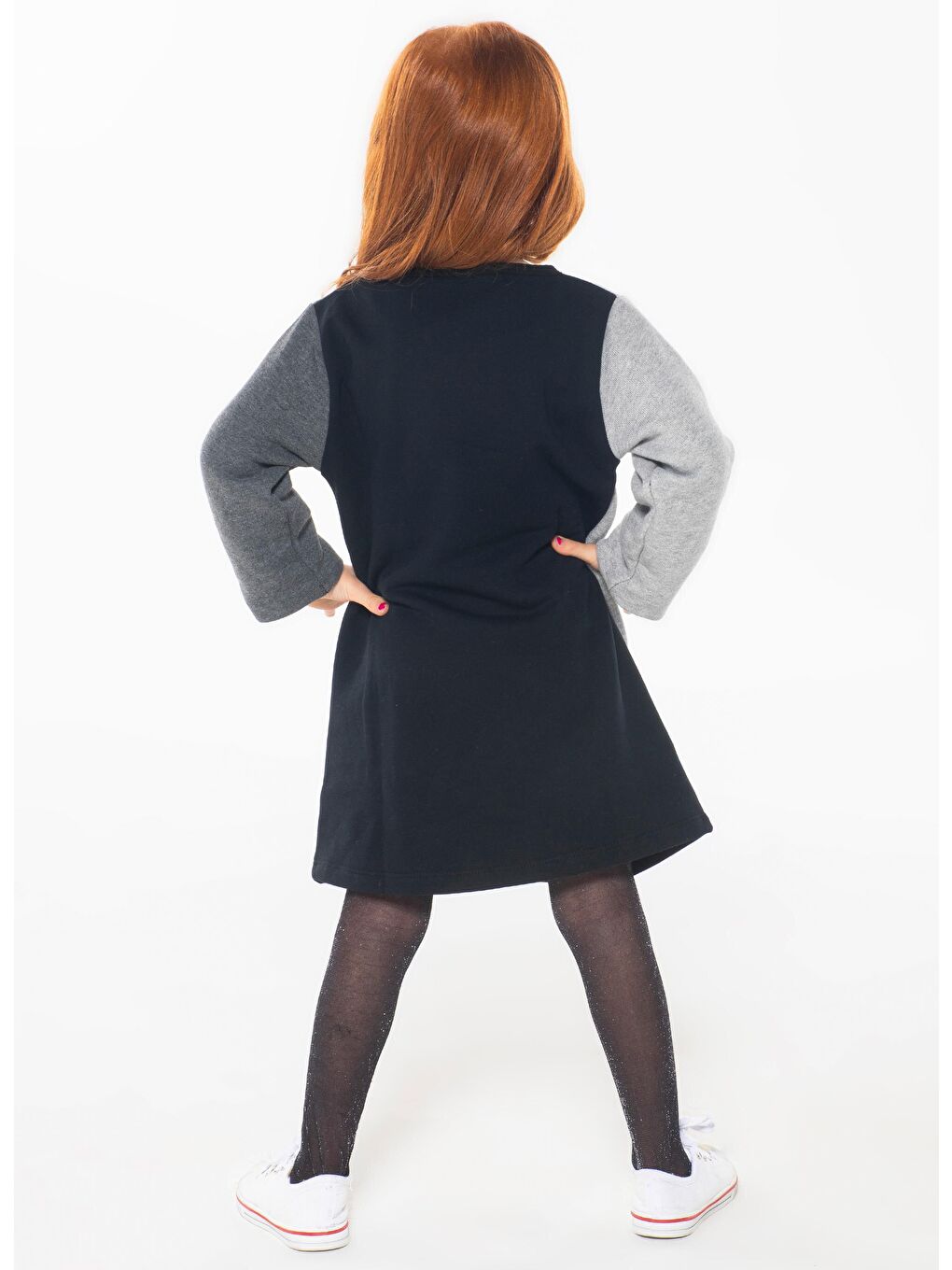 Antrasit Kediler Kız Elbise-1