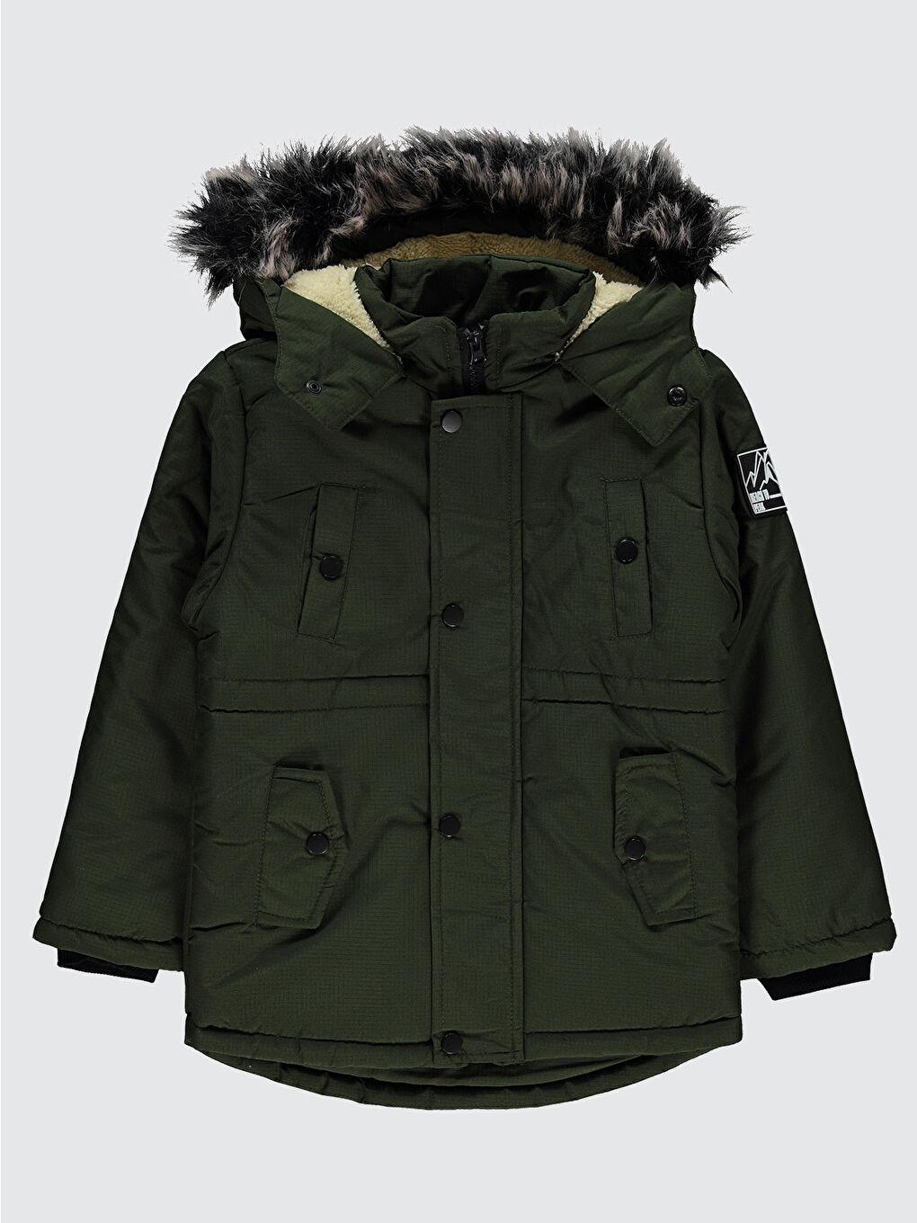 Erkek Çocuk Kapüşonlu Mont 6 9 Yaş Açık Haki