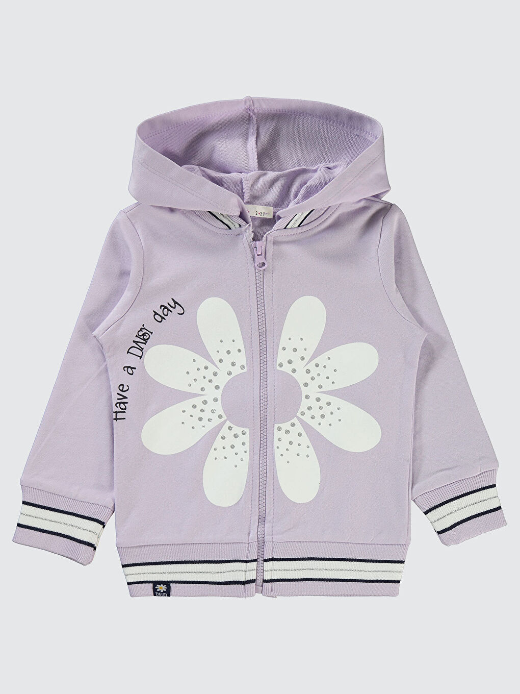 Mor Girls Kız Çocuk Fermuarlı Sweatshirt  2-5 Yaş Nazik Lavanta