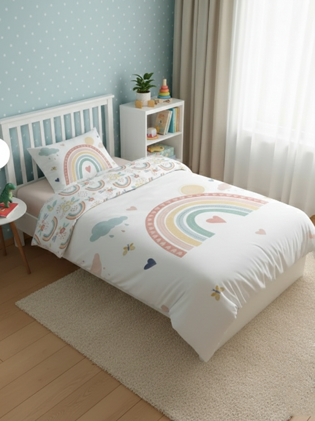 Karışık Renkli Gökyüzü ve Neşeli Bulutlar Temalı Desenli Nevresim Takımı ÇARŞAFSIZ - 160x220 cm-1