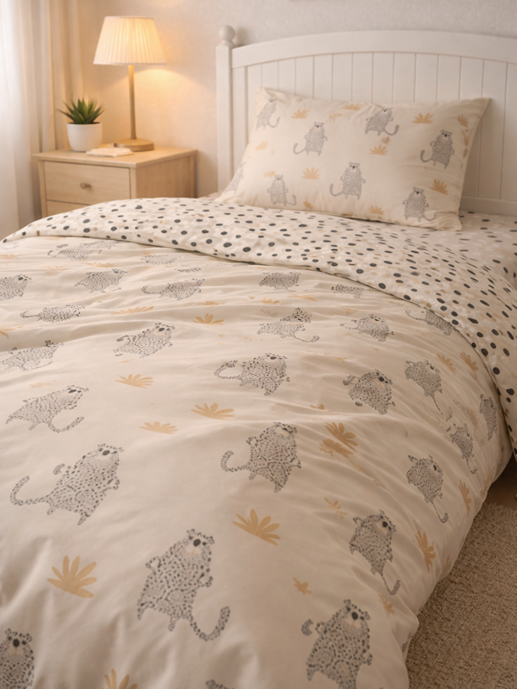 Karışık Sevimli Leopar Desenli Nevresim Takımı ÇARŞAFSIZ - 160x220 cm-2