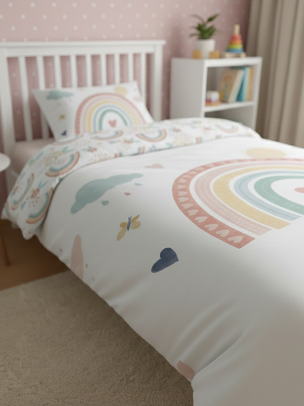 Karışık Renkli Gökyüzü ve Neşeli Bulutlar Temalı Desenli Nevresim Takımı ÇARŞAFSIZ - 160x220 cm-2