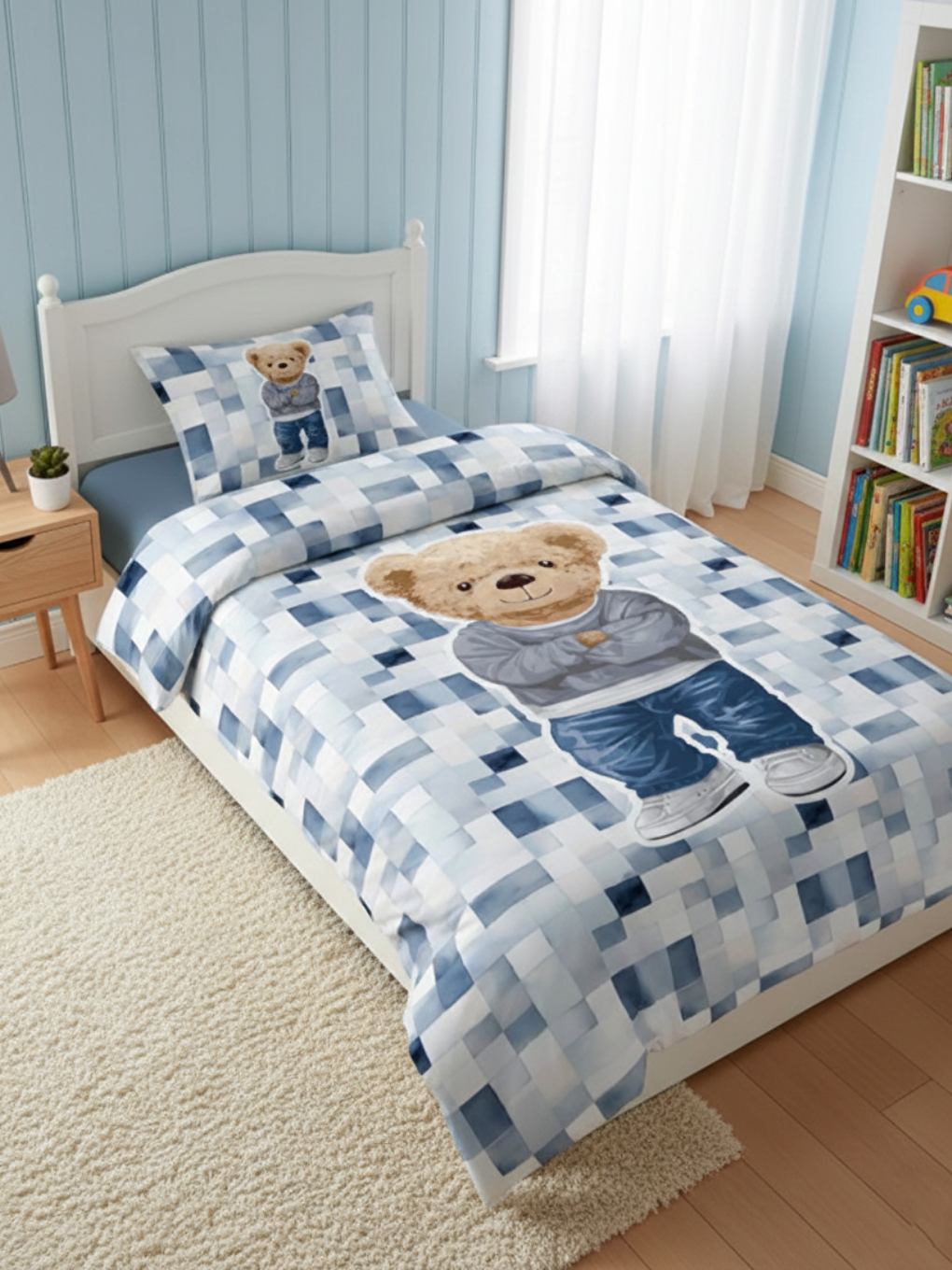 Karışık Sevimli Ayıcık,Teddy Bear Desenli Nevresim Takımı ÇARŞAFSIZ - 160x220 cm-1