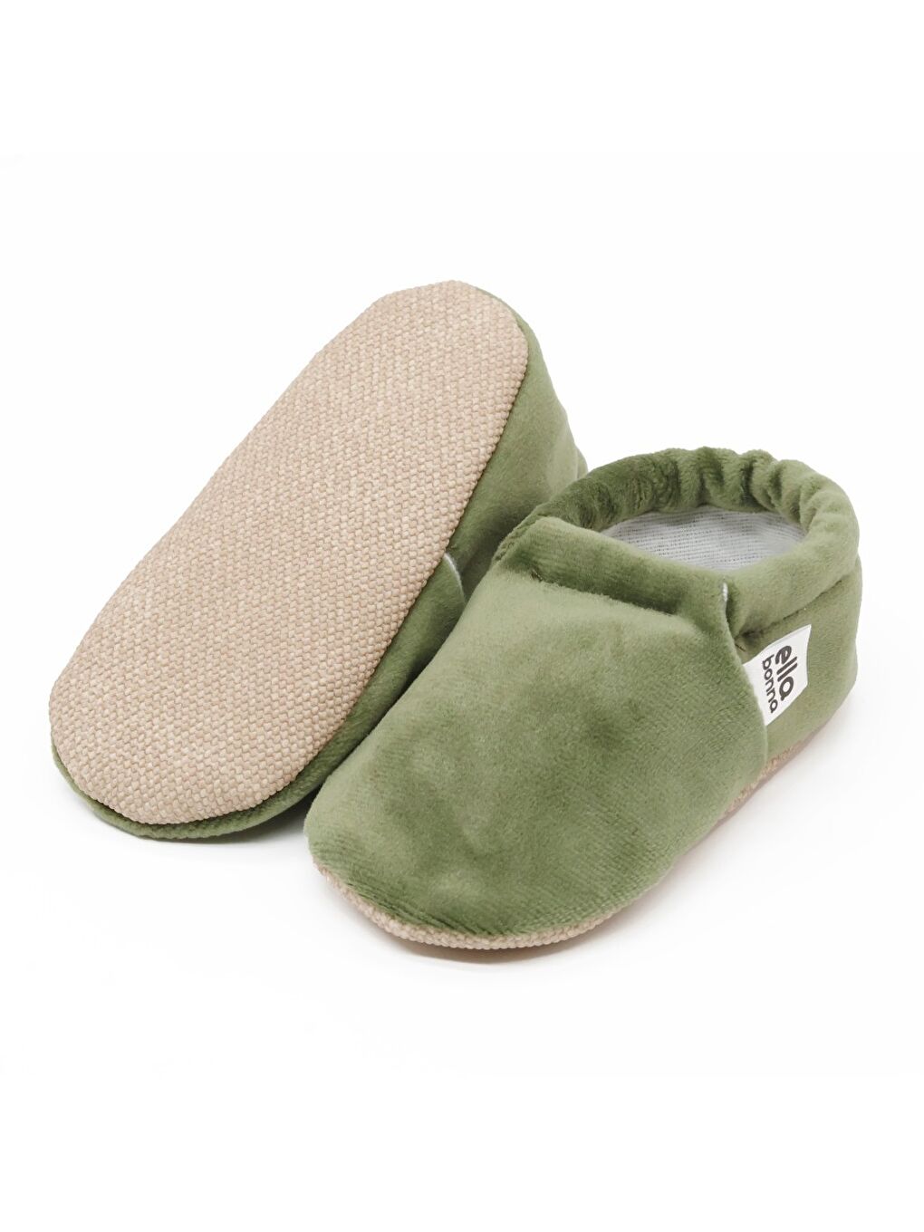 Yeşil Kadife Bebek Patiği, Kaydırmaz Taban, Kreş Ayakkabısı Patik-1