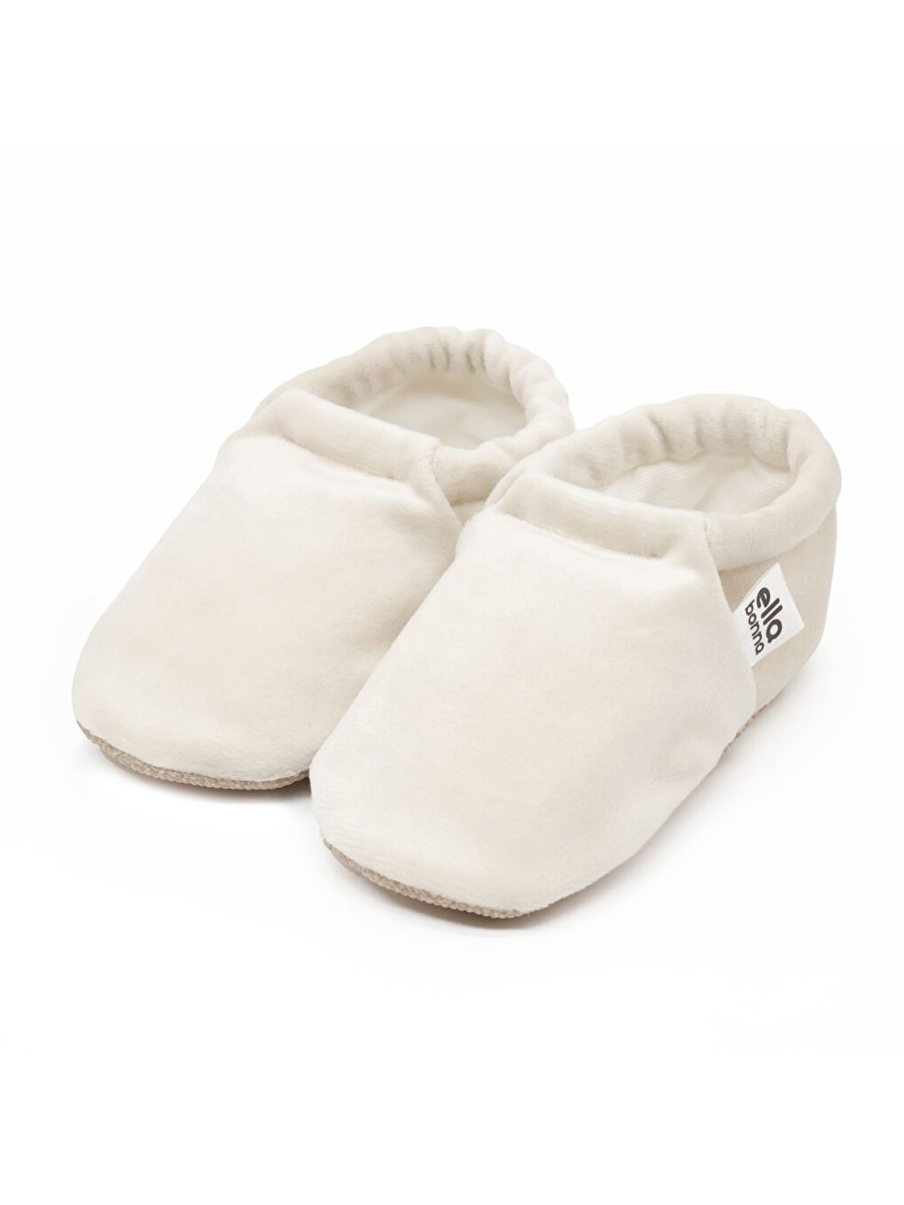 Ekru Kadife Bebek Patiği, Kaydırmaz Taban, Kreş Ayakkabısı Patik