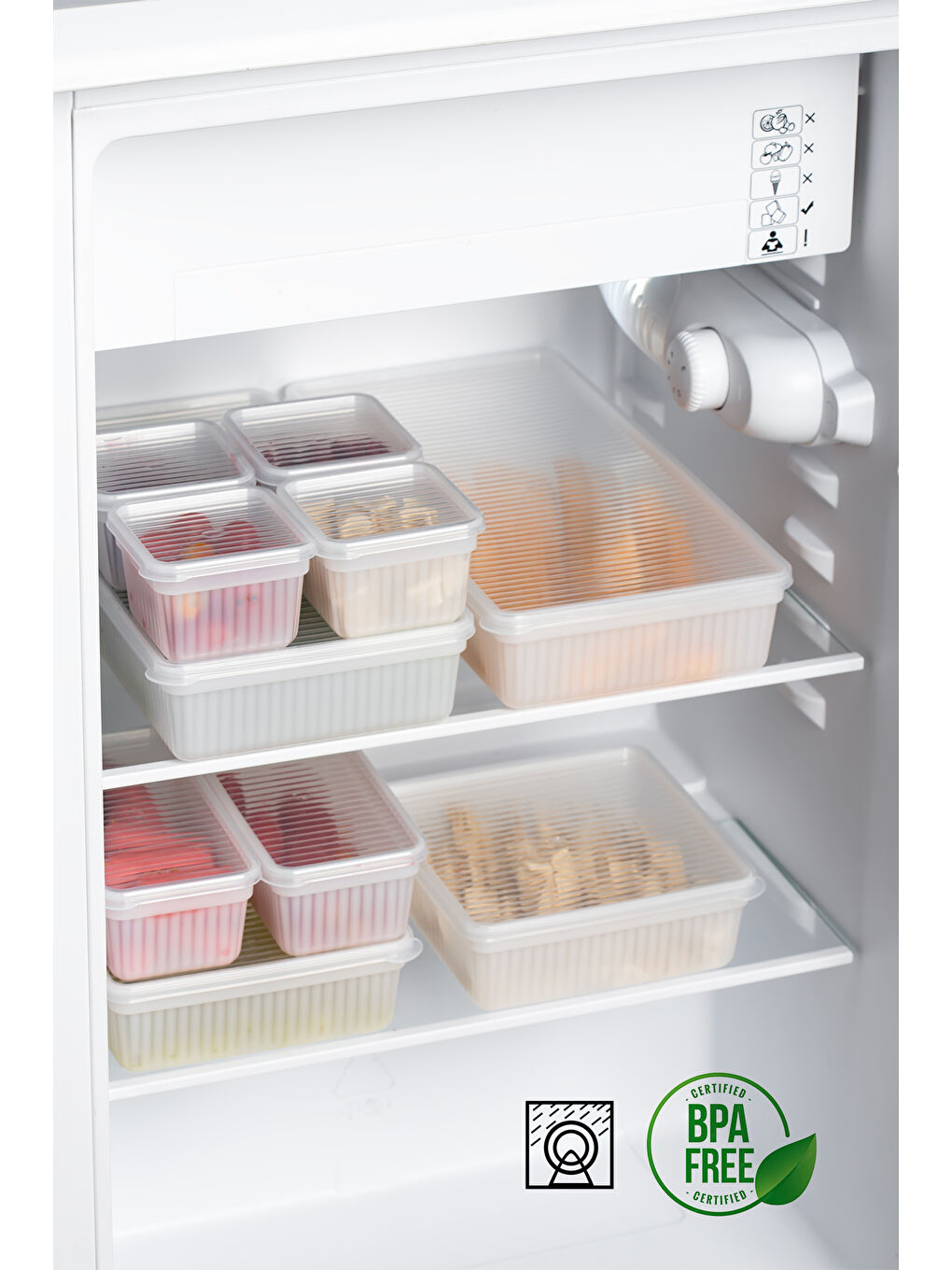 2013 24'lü Buzluk Buzdolabı Düzenleyici Derin Dondurucuya Uygun Bakliyat Saklama Kabı Seti -Beyaz-3