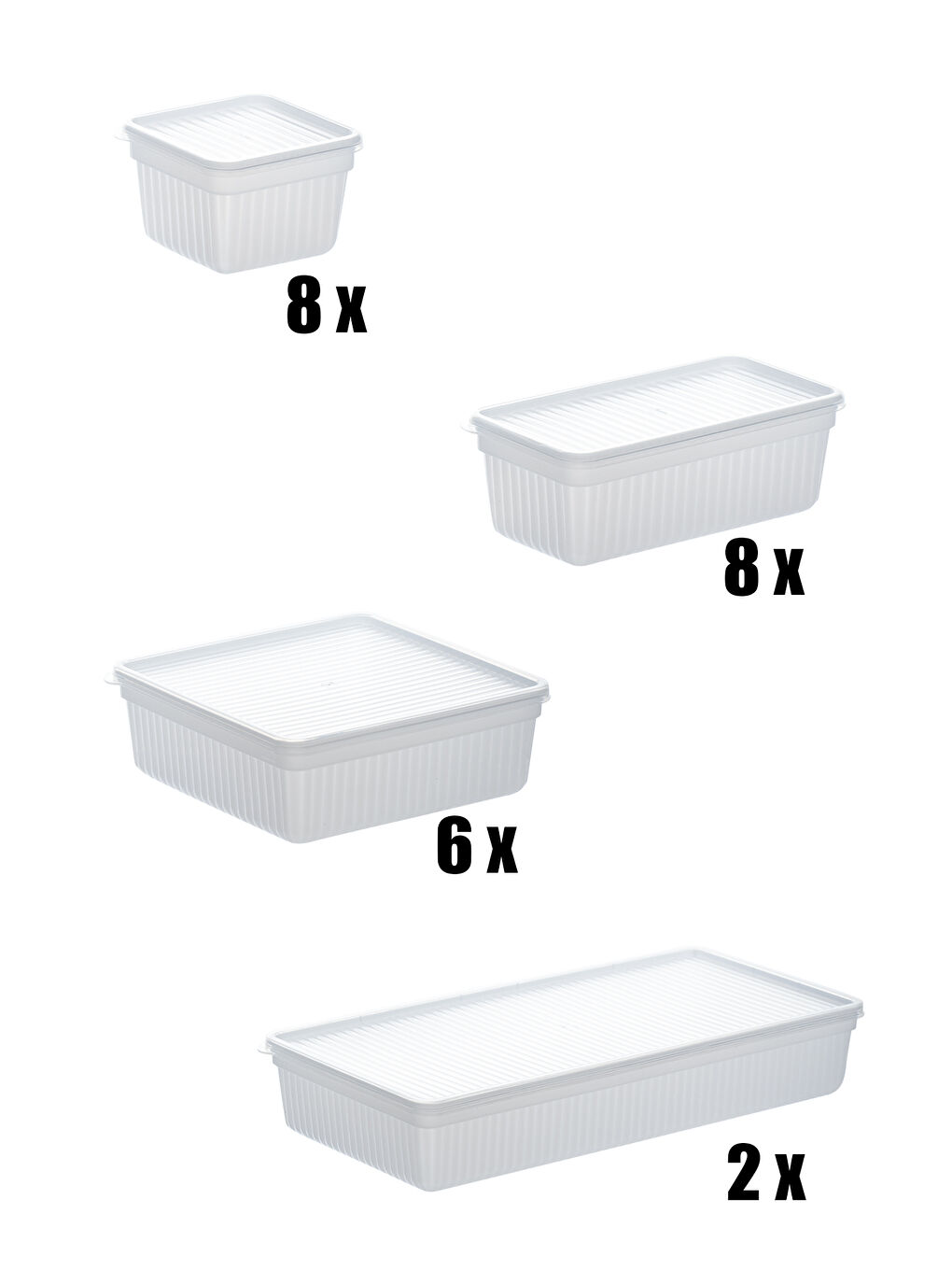 2013 24'lü Buzluk Buzdolabı Düzenleyici Derin Dondurucuya Uygun Bakliyat Saklama Kabı Seti -Beyaz-6