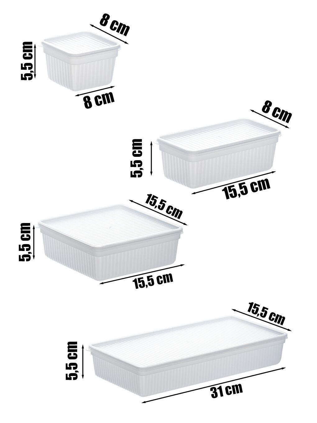 2013 24'lü Buzluk Buzdolabı Düzenleyici Derin Dondurucuya Uygun Bakliyat Saklama Kabı Seti -Beyaz-7