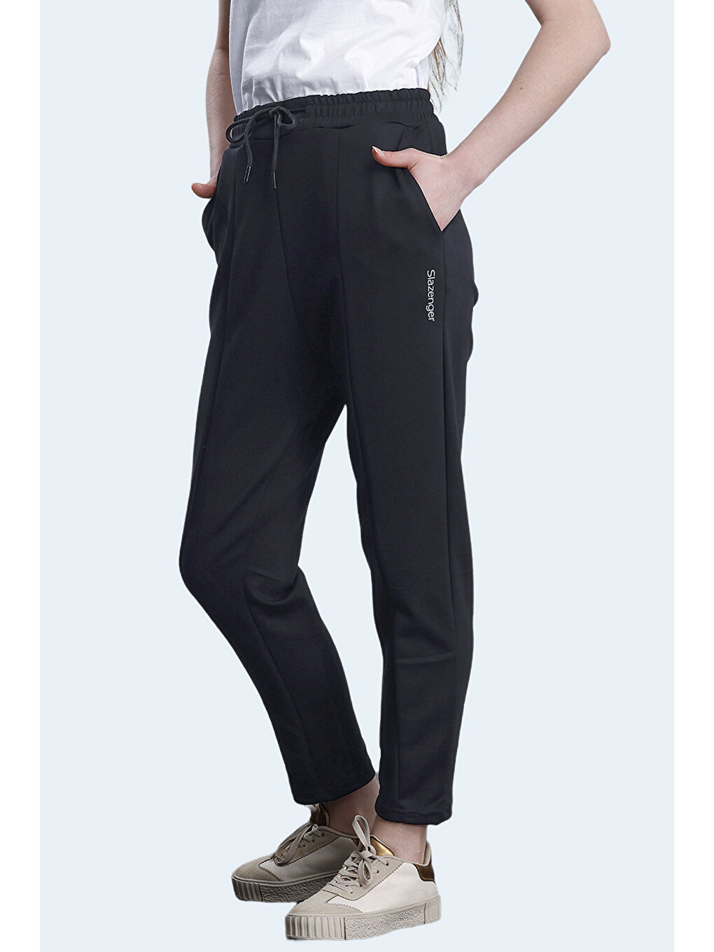 KORBIN Kadın Cepli Dar Paça Siyah Eşofman Altı