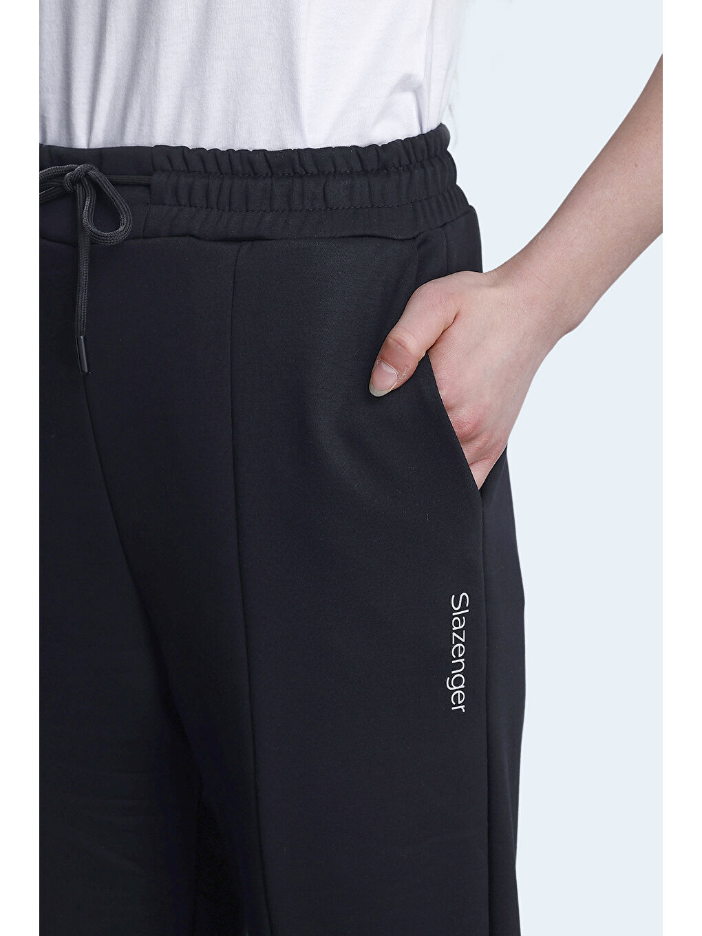 KORBIN Kadın Cepli Dar Paça Siyah Eşofman Altı-5