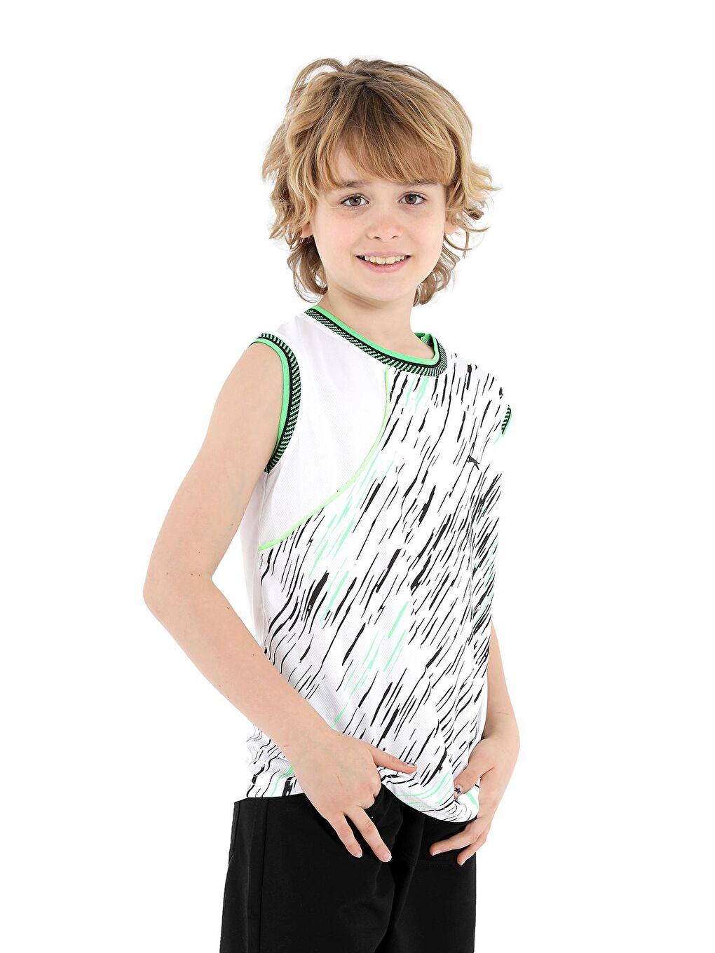 DAFINA Erkek Çocuk Kolsuz Tişört Beyaz / Yeşil-1