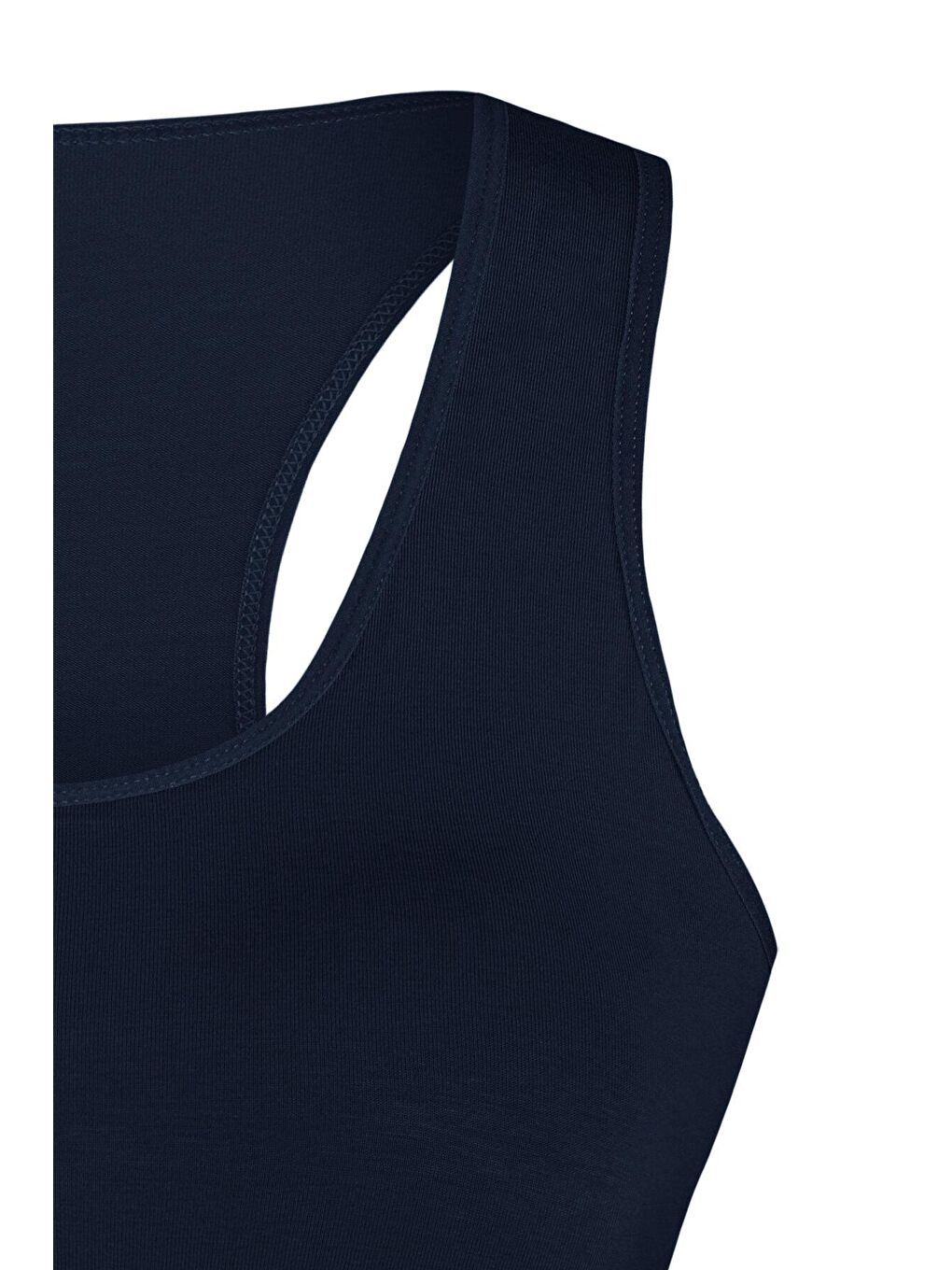 Lacivert Pamuklu Çapraz Askılı Çıkarılabilir Kaplı Kadın Sporcu Büstiyer-3