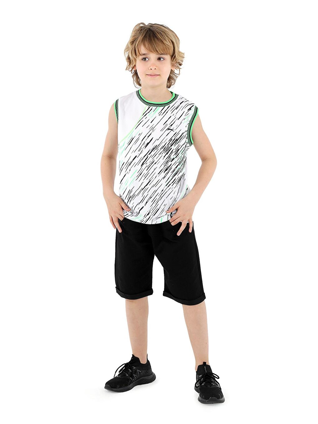 DAFINA Erkek Çocuk Kolsuz Tişört Beyaz / Yeşil-4