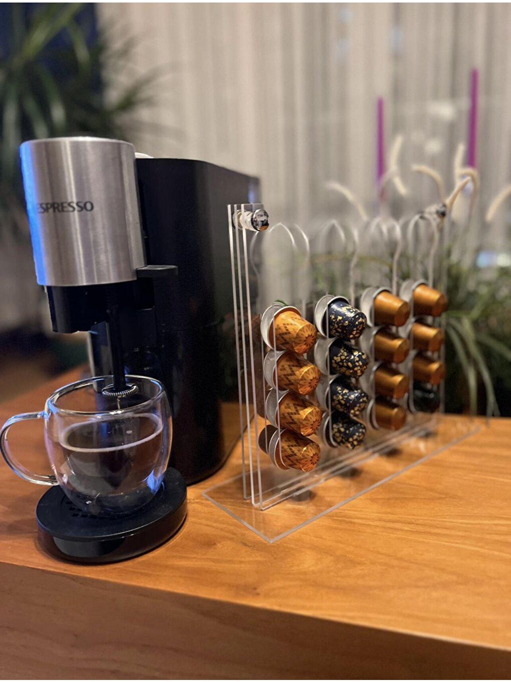 Antrasit Nespresso & Jacobs uyumlu ayaklı kapsül kahve standı 20 kapasiteli-2