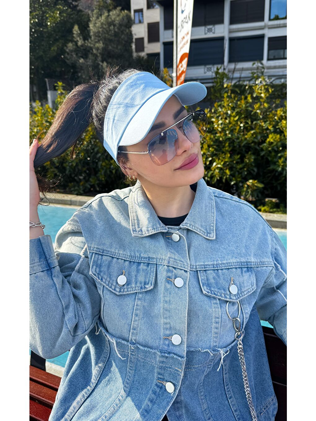 Kadın Vizör - Tenisçi - Golf / Siperlik Bebe Mavi Şapka Spk13-1