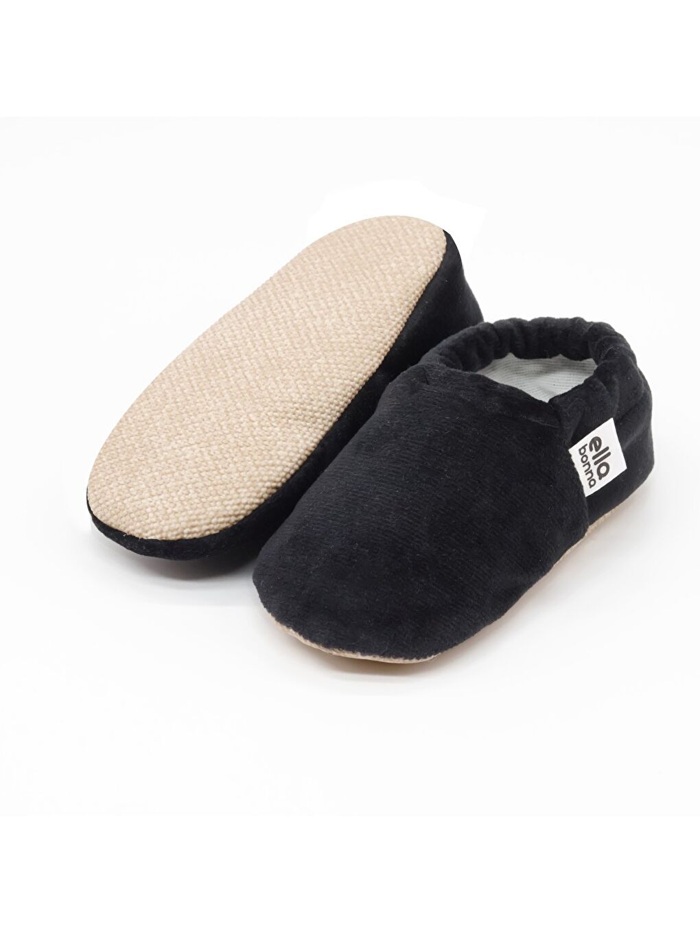 Siyah Kadife Bebek Patiği, Kaydırmaz Taban, Kreş Ayakkabısı Patik-1