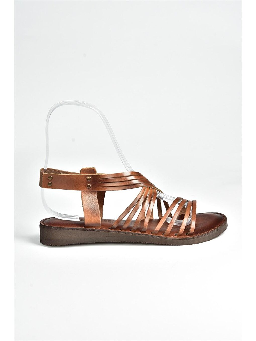 Kahverengi Taba Hakiki Deri Kadın Sandalet K374680503-4