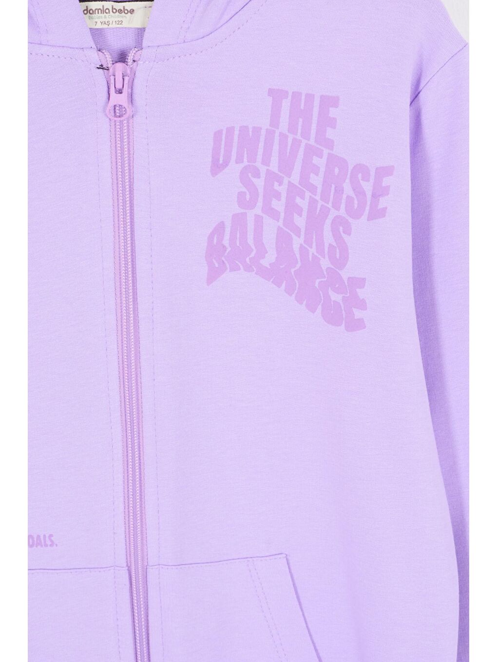 Lila Universe Baskılı Kapüşonlu Hırkalı Kız Eşofman Takımı 16800-1