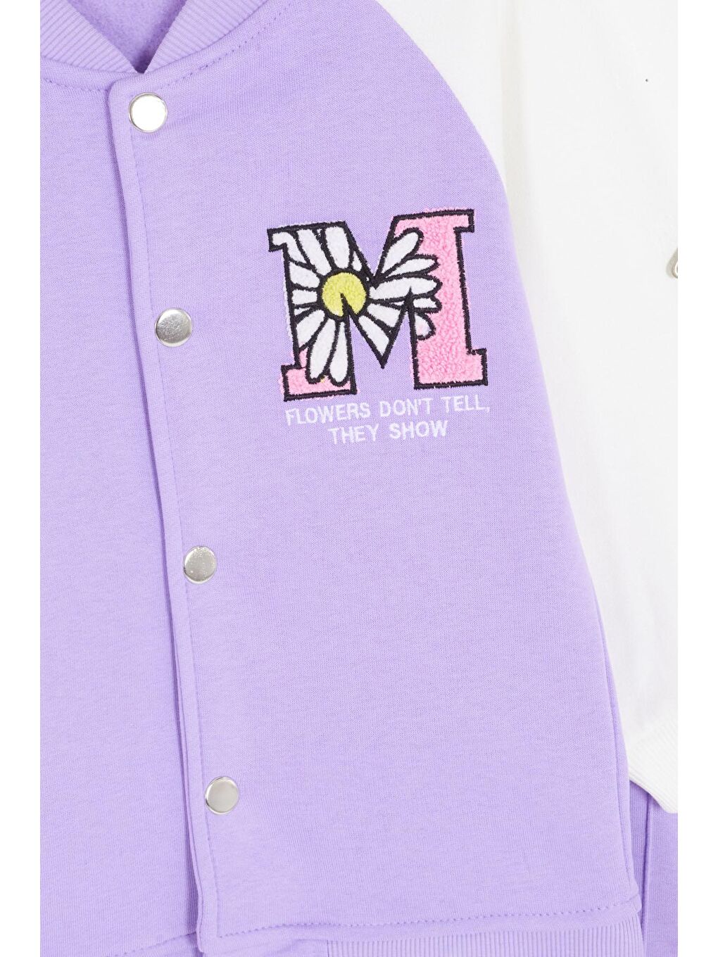 Lila Harf Nakışlı Kolej Ceketli Kız Çocuk Şardonlu Eşofman Takımı 16828-1