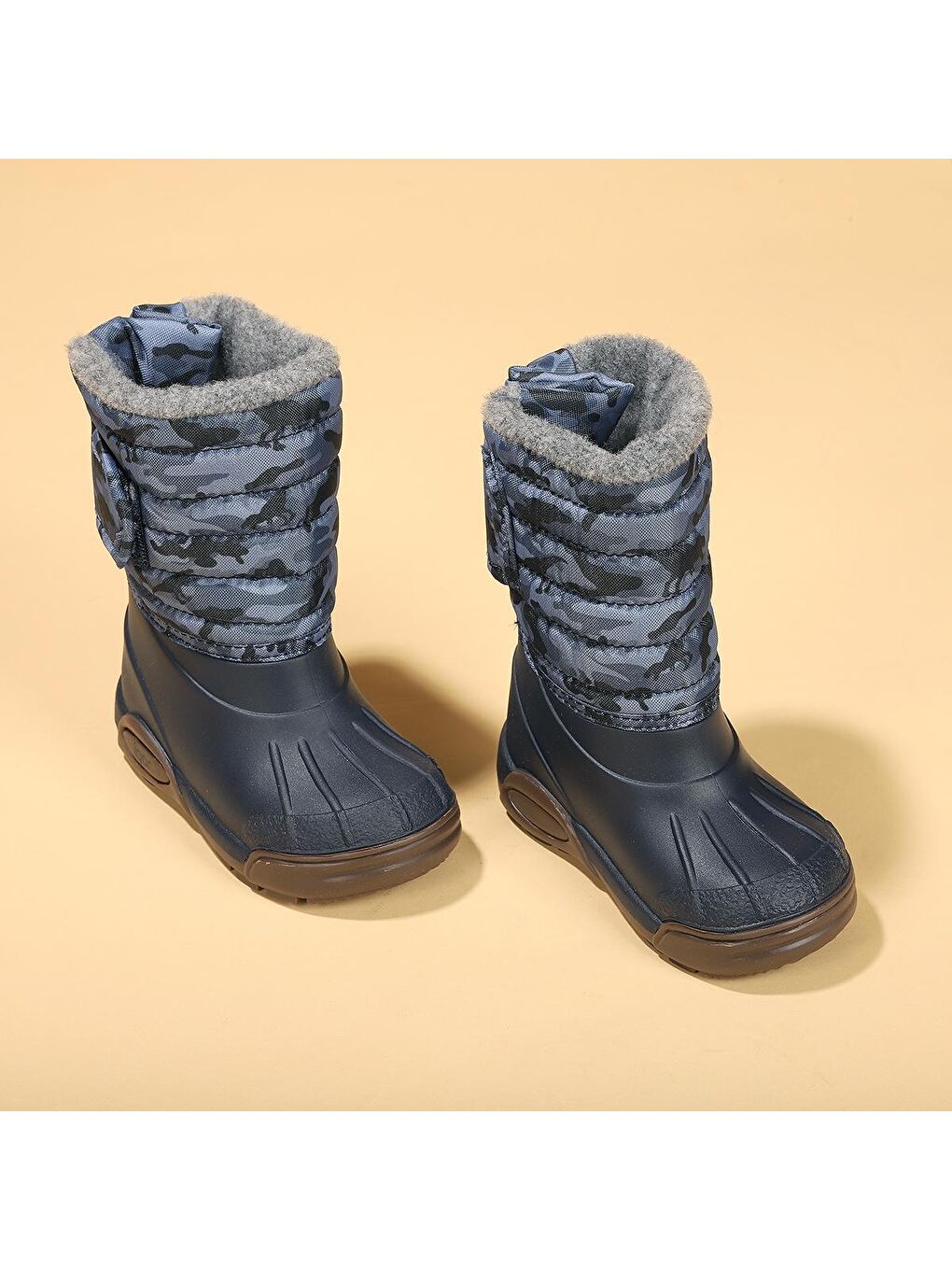 Lacivert Topo Ski Camo Erkek Çocuk Su Geçirmez Yağmur Kar Botu W10210-2