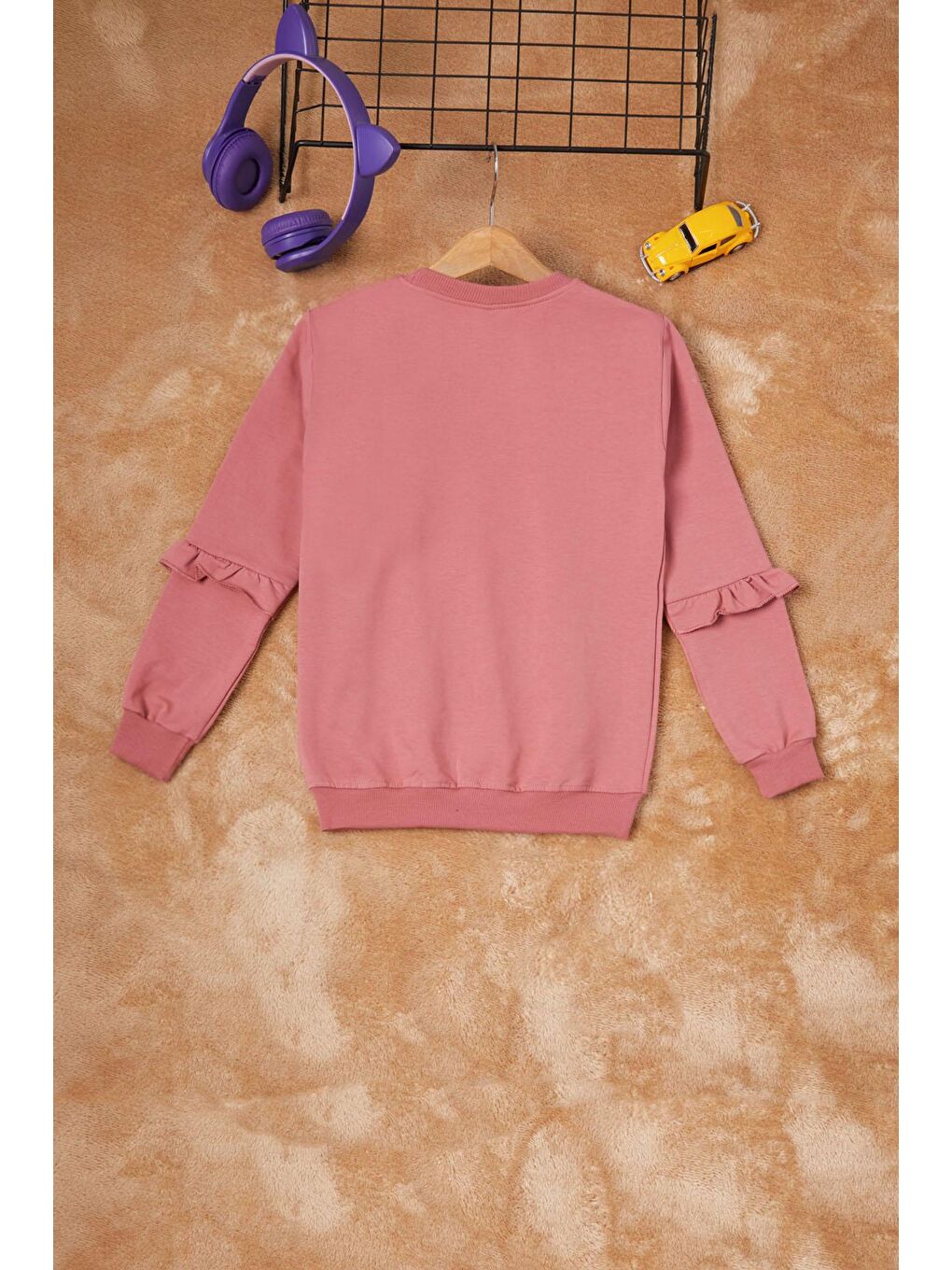 Koyu Pembe Papatya Baskılı Kız Çocuk Sweatshirt 16615-3