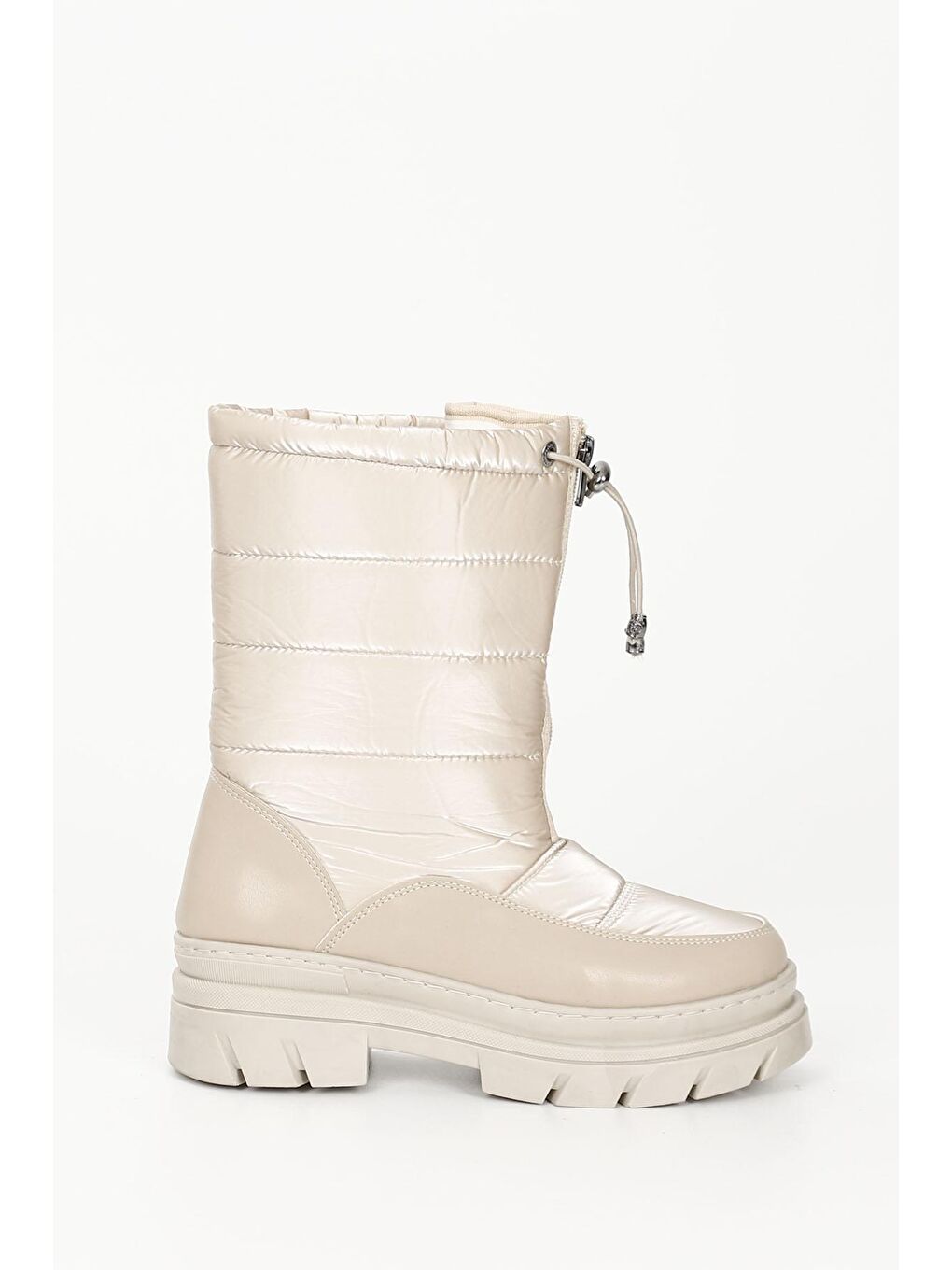 Bej NUDE  Yuvarlak Burun Fermuarlı Kadın Kar Botu 35152-3