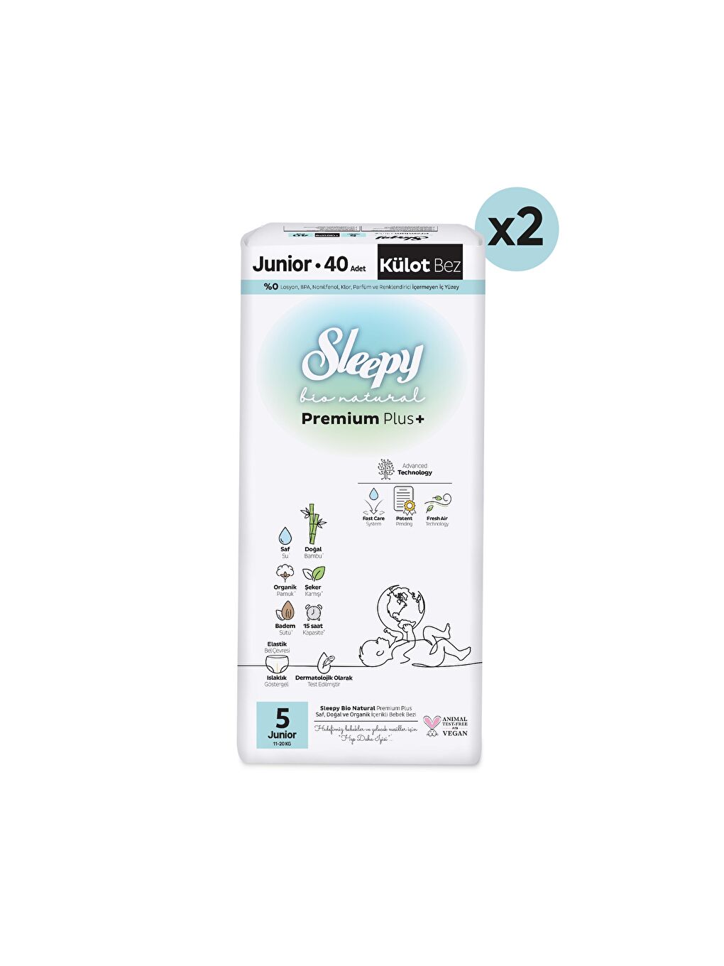 Bio Natural Premium Plus Süper Paket Külot Bez 5 Numara Junior 80 Adet-1