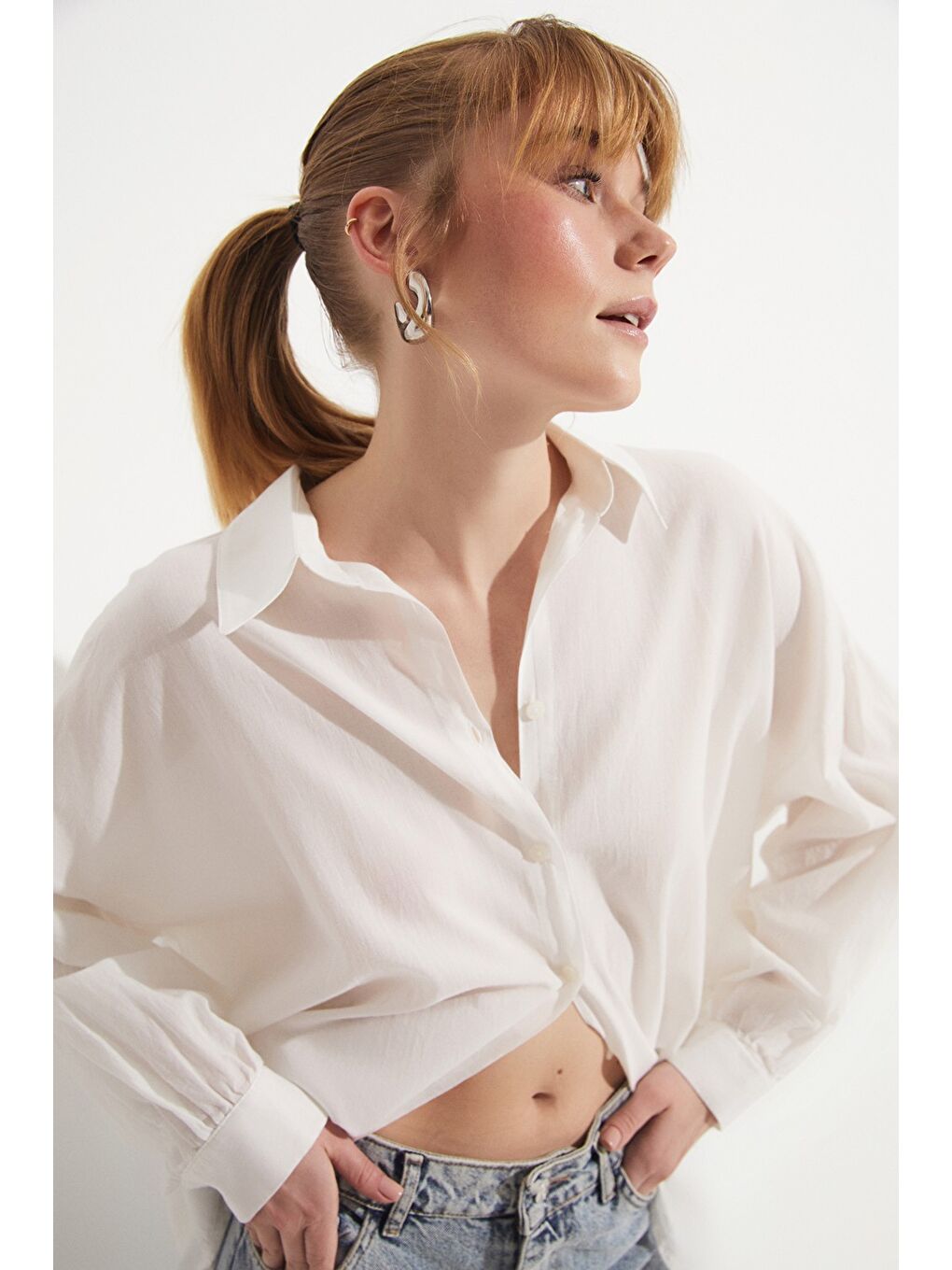 Beyaz %100 Pamuk Gömlek-3