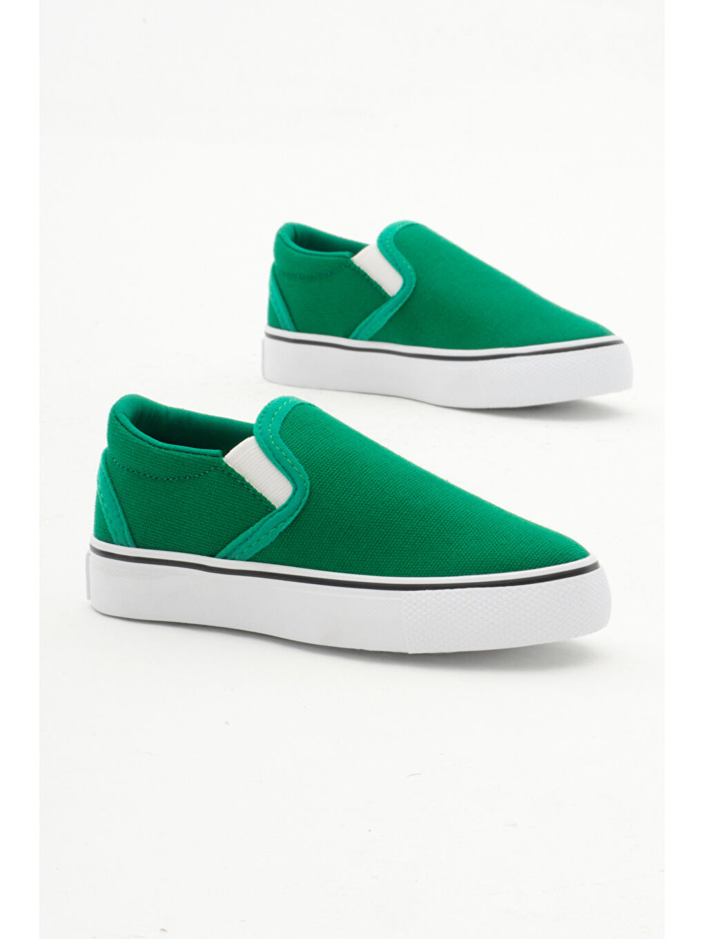 Çocuk Unisex Yeşil Kauçuk Taban Keten Lastikli Spor Ayakkabı-2