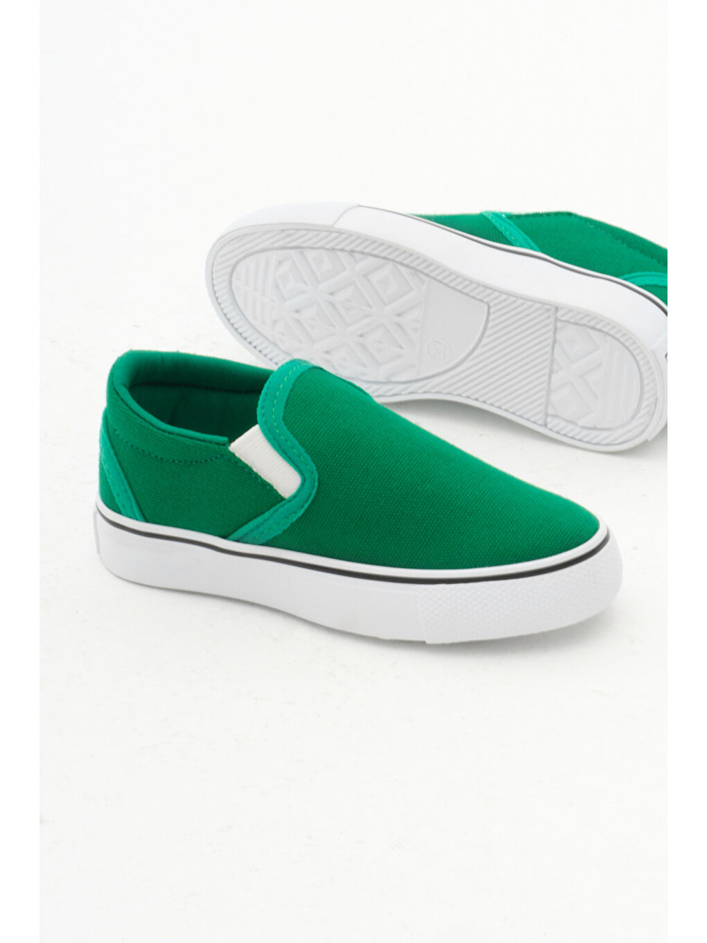 Çocuk Unisex Yeşil Kauçuk Taban Keten Lastikli Spor Ayakkabı-3