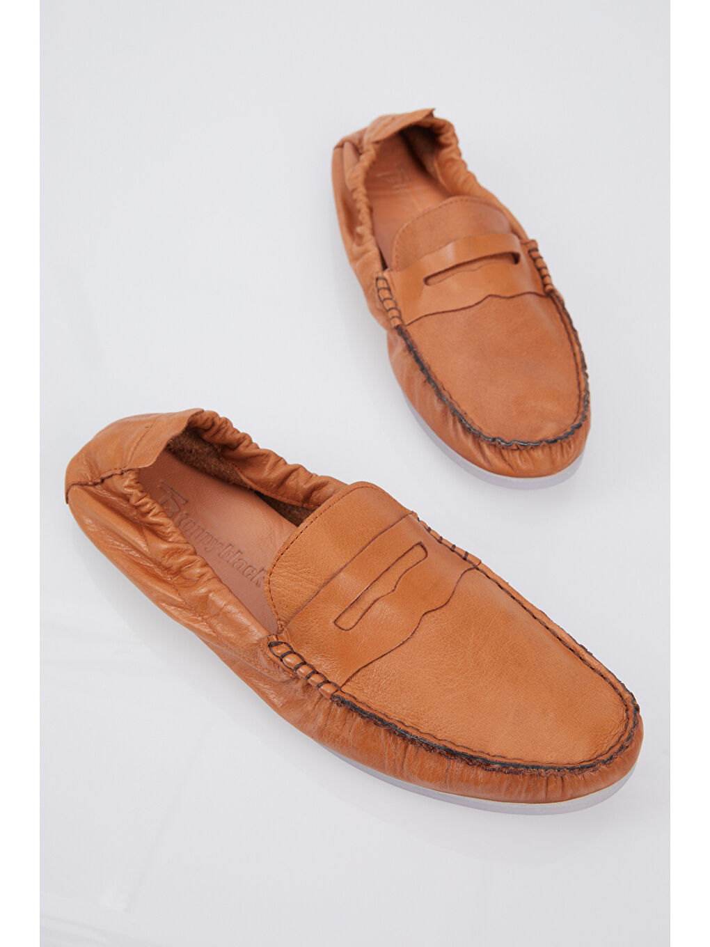 Kahverengi Erkek Taba Arkası Lastikli Rahat Kalıp Hakiki Deri Loafer-3