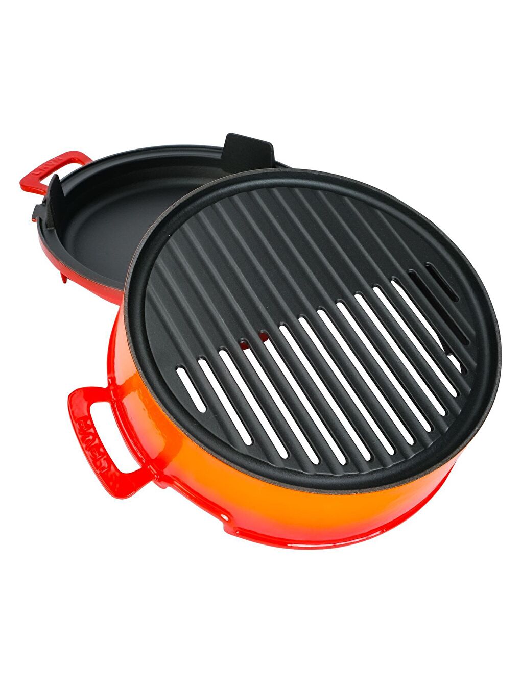 Turuncu Yuvarlak Mangal Izgara Set Döküm Demir Yekpare Çift Kulplu Çap (Ø)36cm.-2