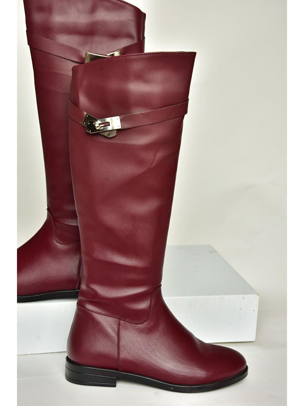T8484434 Bordo Kadın Çizme-2