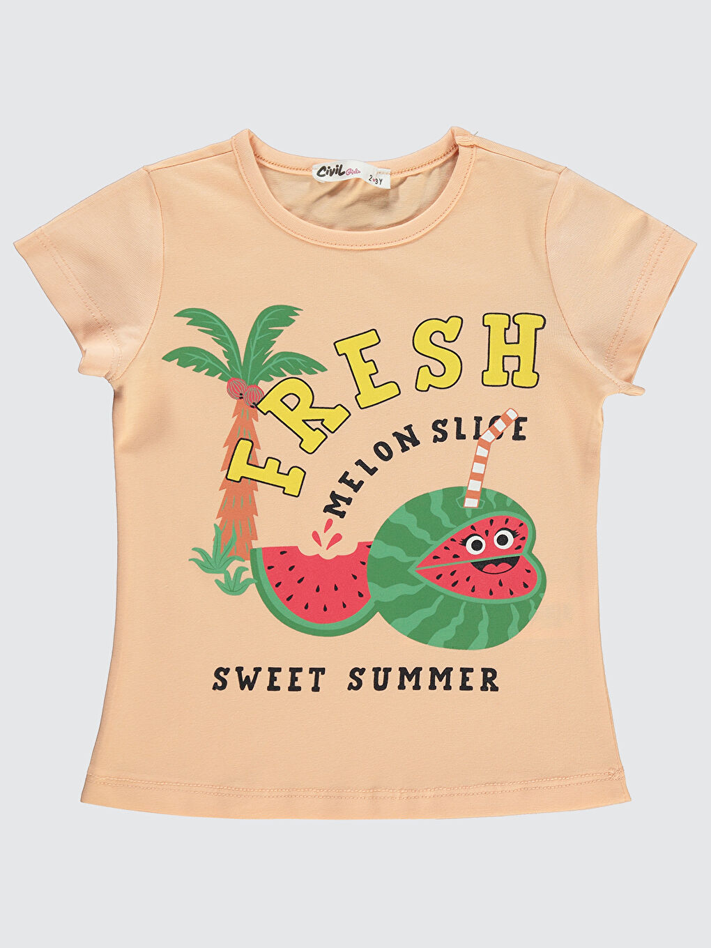 Pembe Girls Kız Çocuk Tişört 2-5 Yaş Yumuşak Şeftali