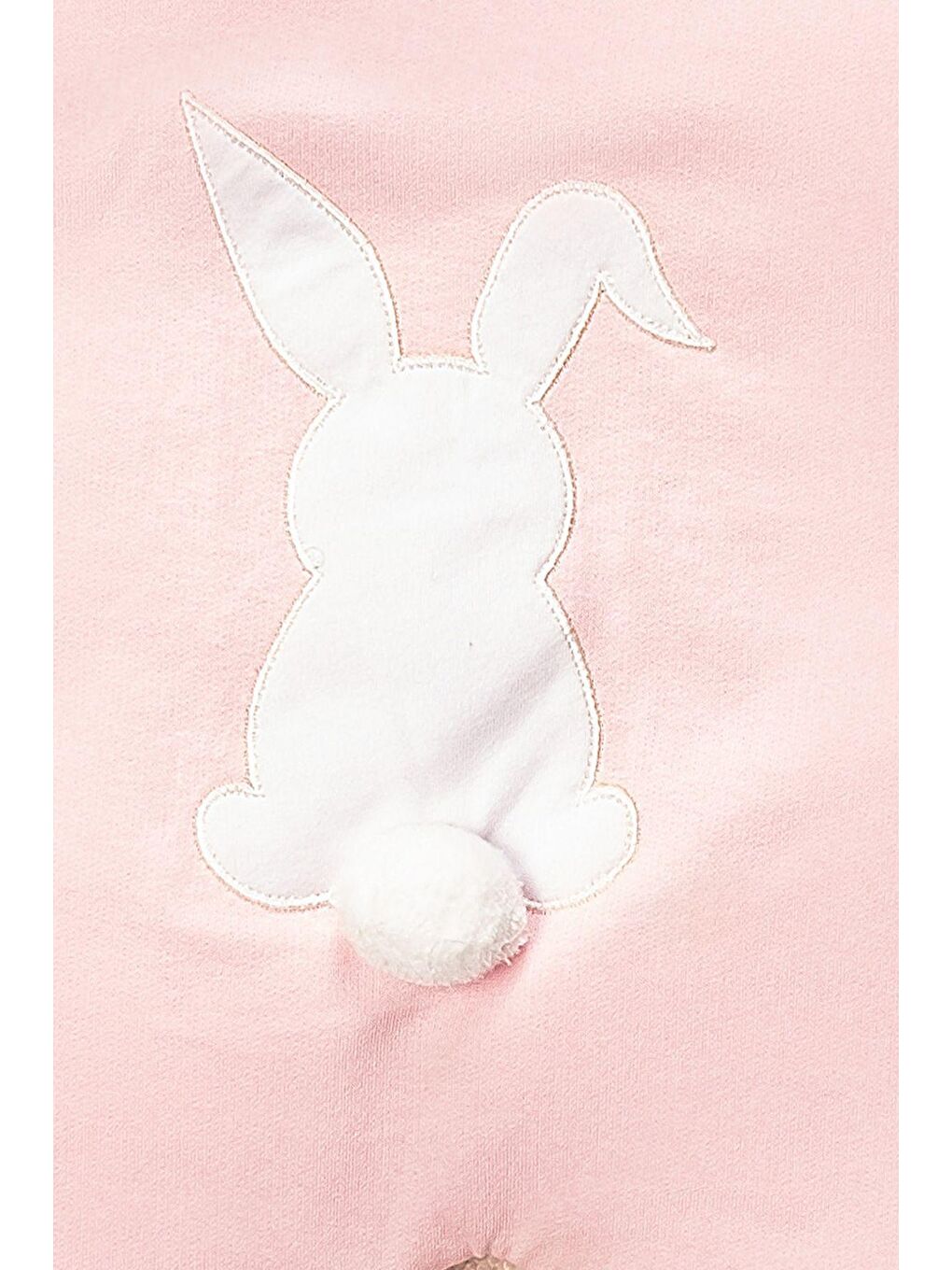 Pembe Ponponlu Tavşan Nakışlı Fermuarlı Kulaklı Bebek Tulumu-2