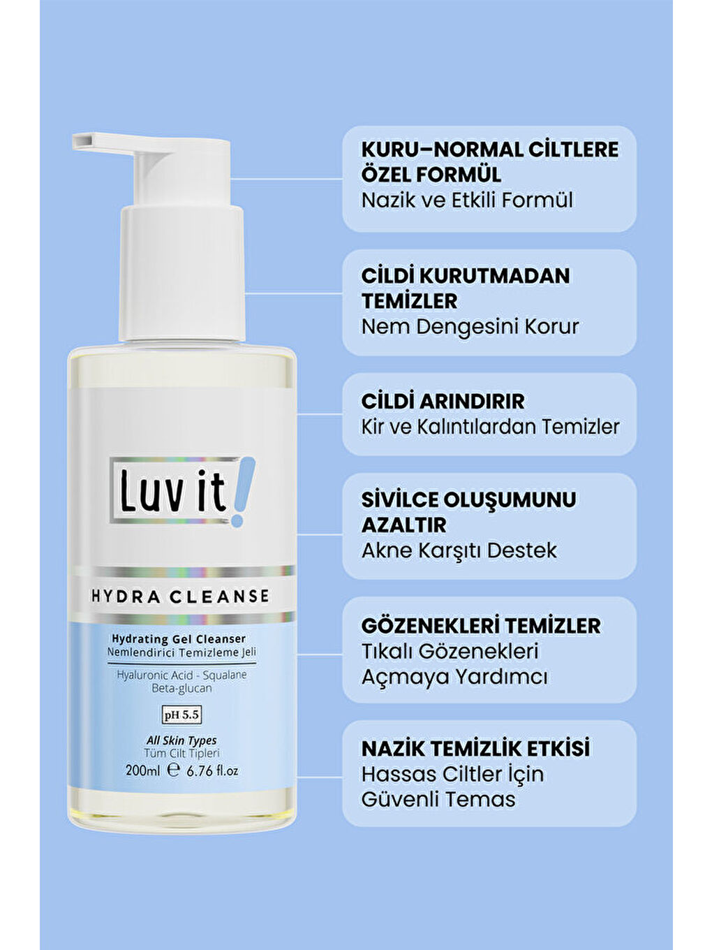 Nemlendirme Etkili Yüz Temizleme Jeli Kuru-Normal Ciltler 200ml-3