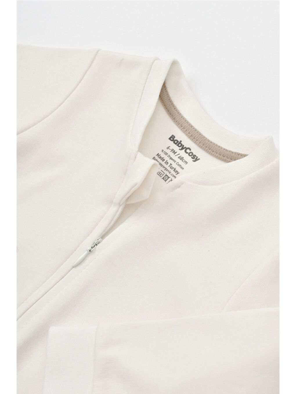 Ekru Organik Zürafa Desenli Fermuarlı Tulum csy3043-4