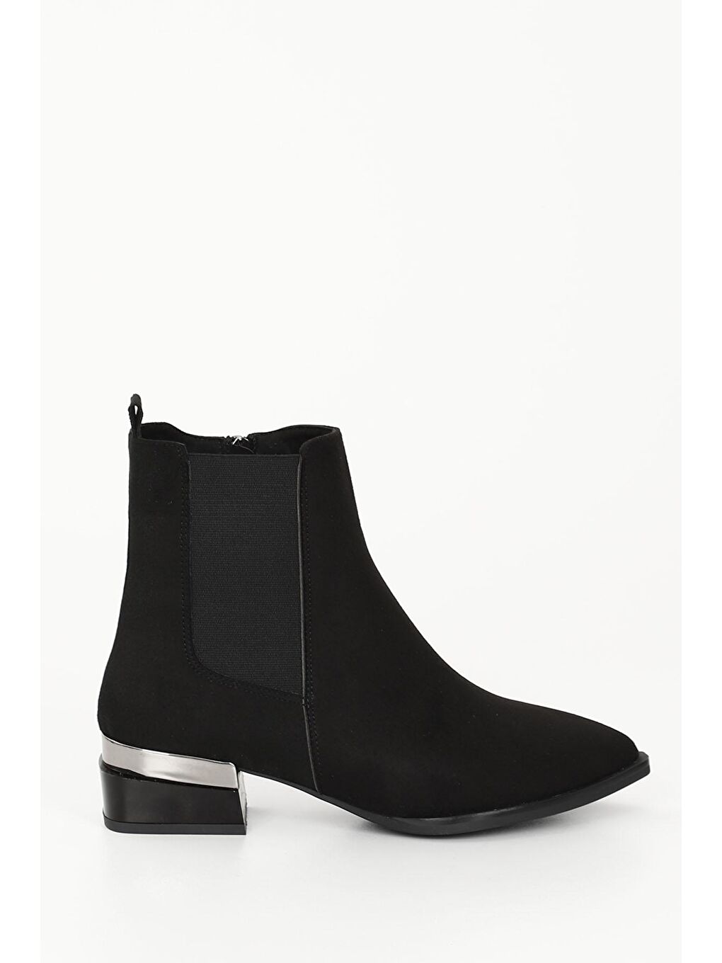 Siyah SİYAH  Sivri Burun Kısa Topuklu Fermuarlı Lastikli Kadın Bot 35675-3