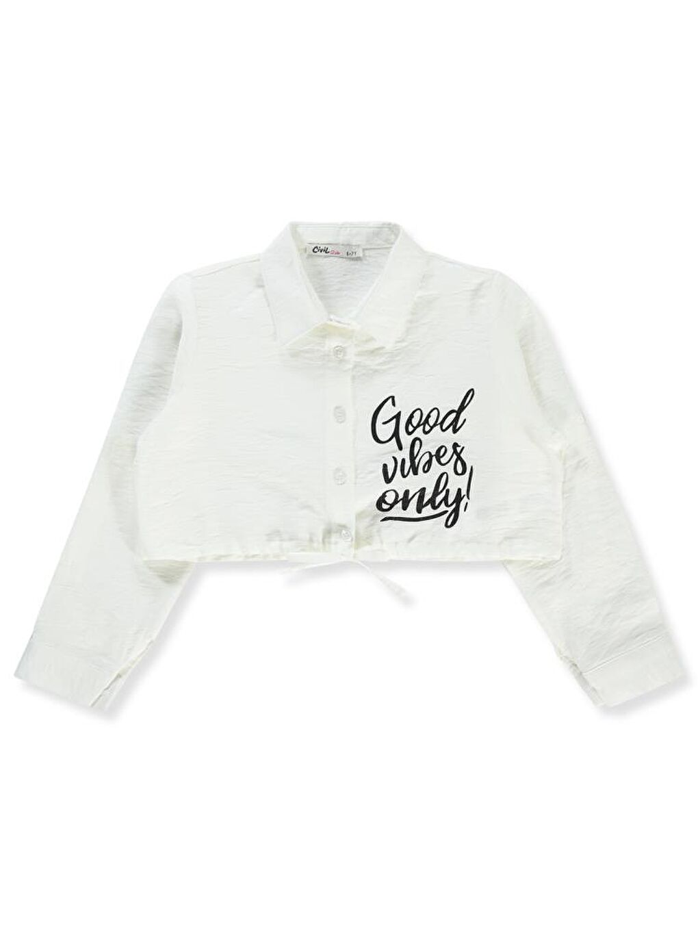 Girls Good Vibes Only Baskılı 6-9 Yaş Gömlek - Beyaz 9-10 Yaş