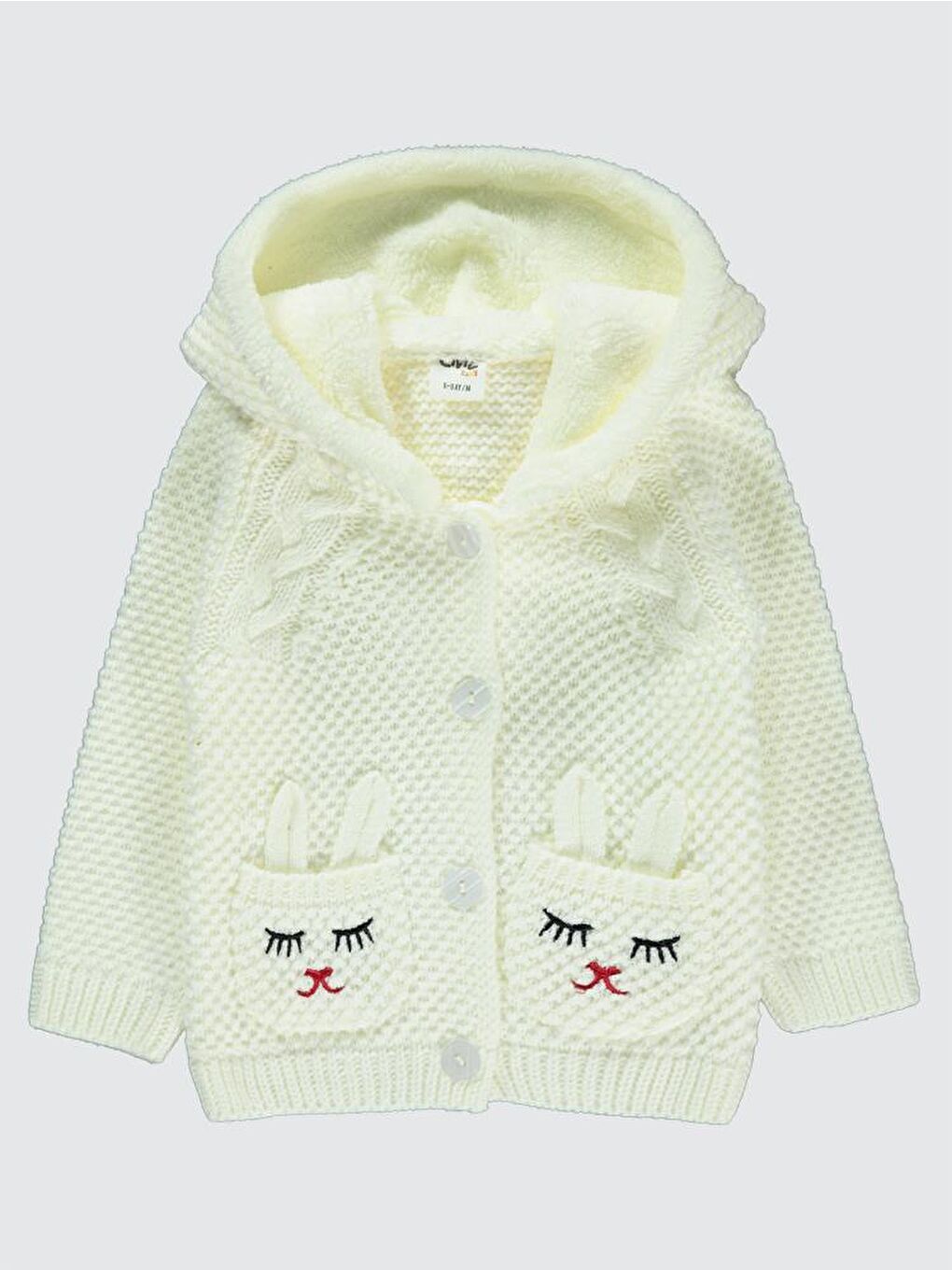 Baby Tavşan Nakışlı 6-18 Ay Hırka - Ekru 6-9 Ay-1