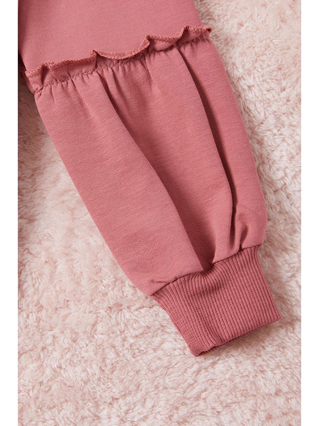 Pembe Gül Kurusu Renkli Kalp Desenli Payetli Kız Çocuk Sweatshirt 16695-2