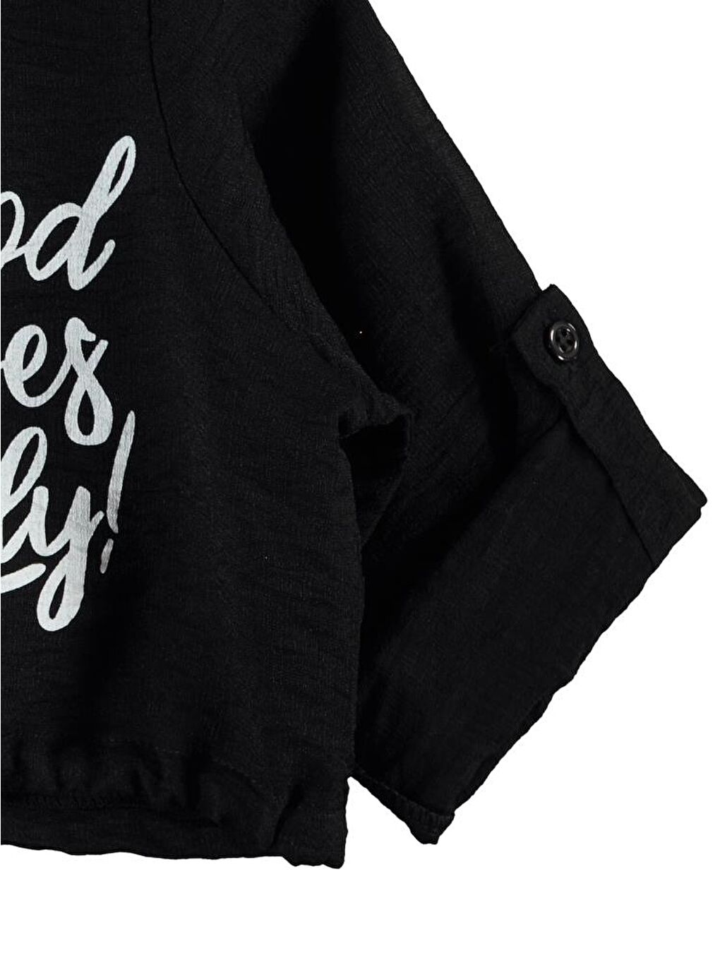 Girls Good Vibes Only Baskılı 10-13 Yaş Gömlek - Siyah 11-12 Yaş-1