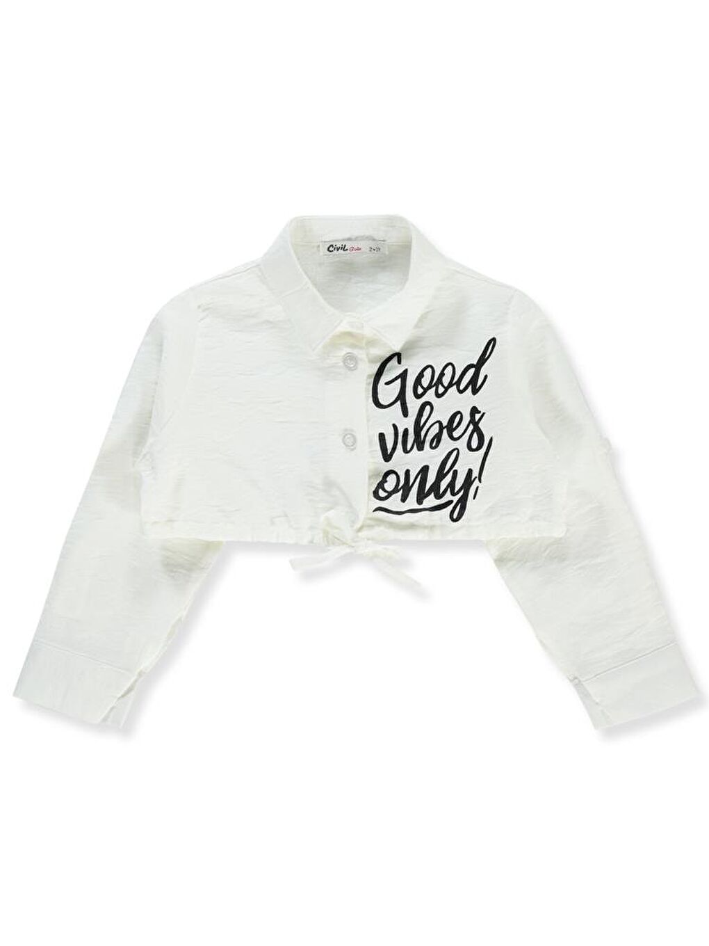 Girls Good Vibes Only Baskılı 2-5 Yaş Gömlek - Beyaz 3-4 Yaş