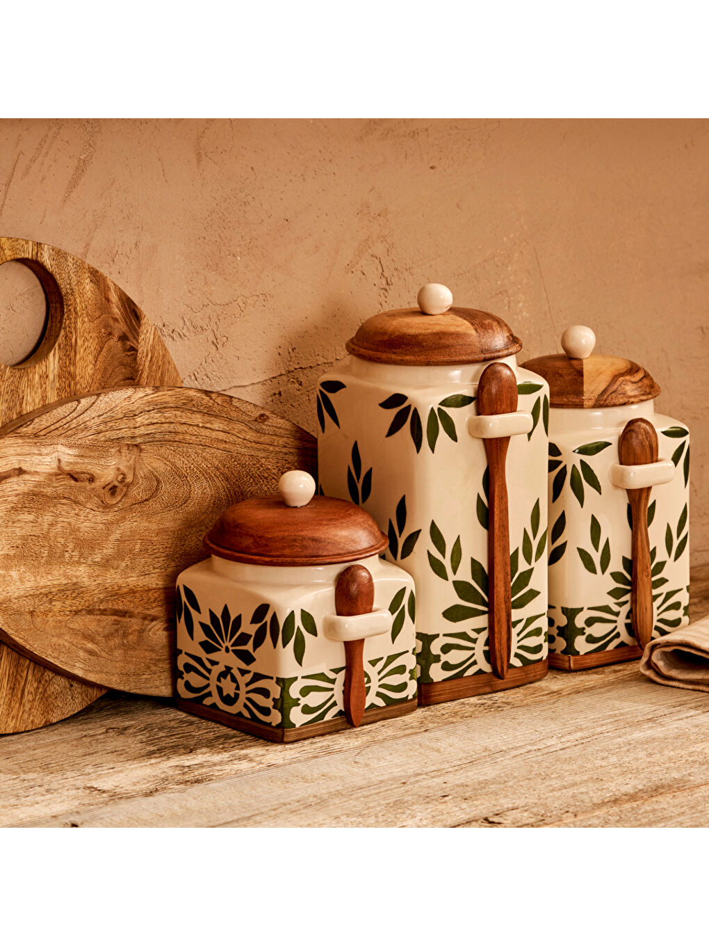 Ekru Molly Seramik Kavanoz Krem (1150 ml)-4