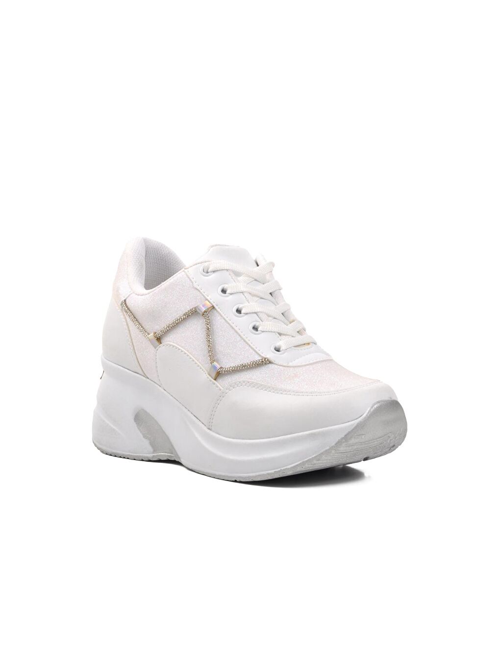 333067 Beyaz Kadın Dolgu Topuk Sneaker-2