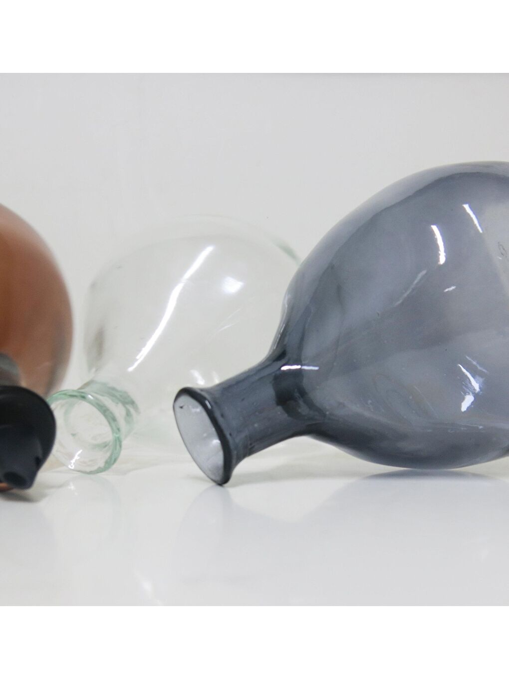 Büyük Siyah Amorf Cam Şişe Yağdanlık/Sosluk-3